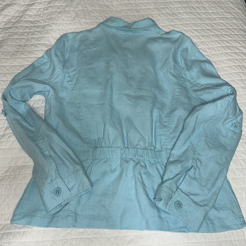 Charter Club Aqua Utility Jacket 100% linen Large vguc - Picture 3 of 7